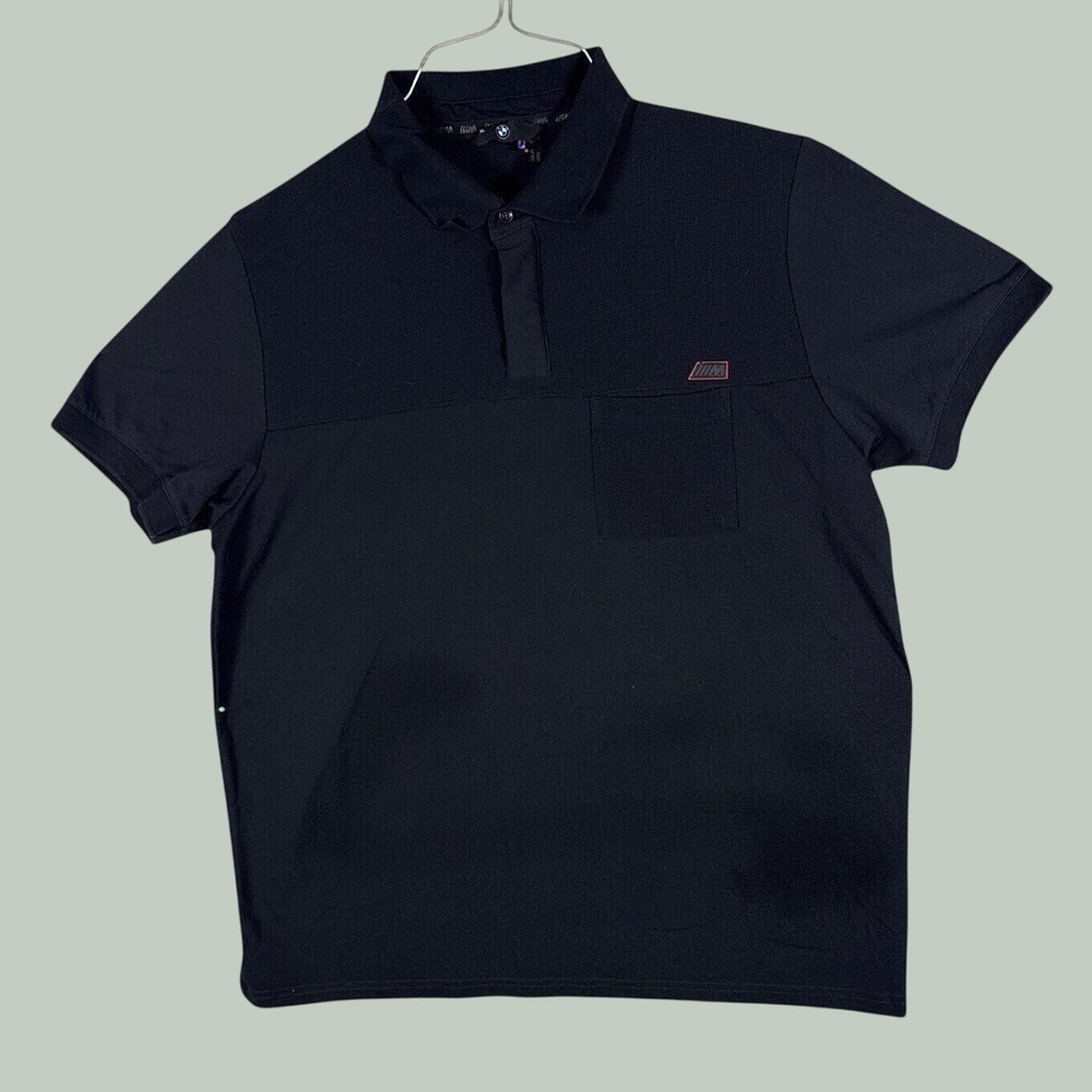 BMW M Motorsport Mens XL Polo Shirt Black Short Sleeve  Chest Pocket Logo